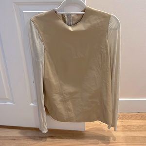 NWT Helmut Lang cream colored buttery leather and cotton top